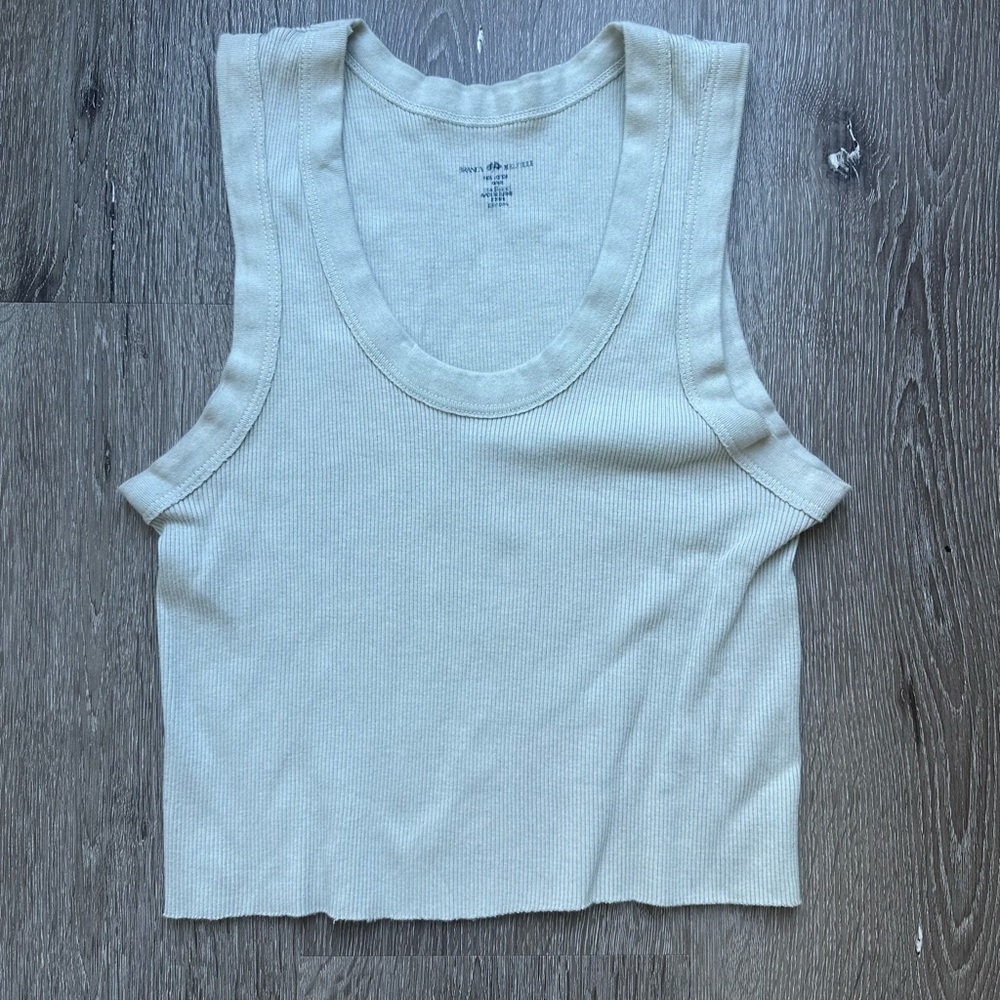 Brandy Melville Sage Green Ribbed Crop Tank Top One Size